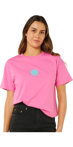2026 Rip Curl Womens Icons Of Surf Relaxed Tee 0EGWTE - Super Pink
